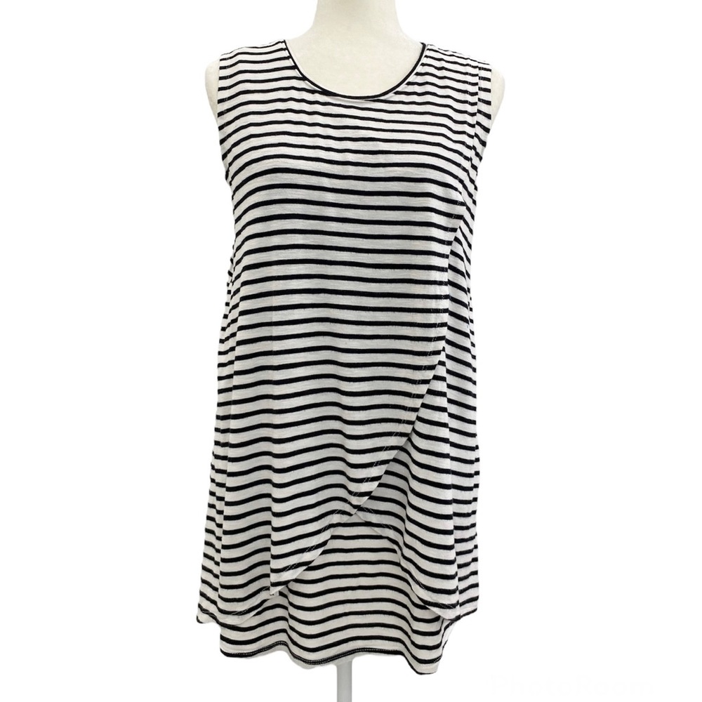 Ingrid & Isabel Black + White Striped Sleeveless Maternity Top - Small